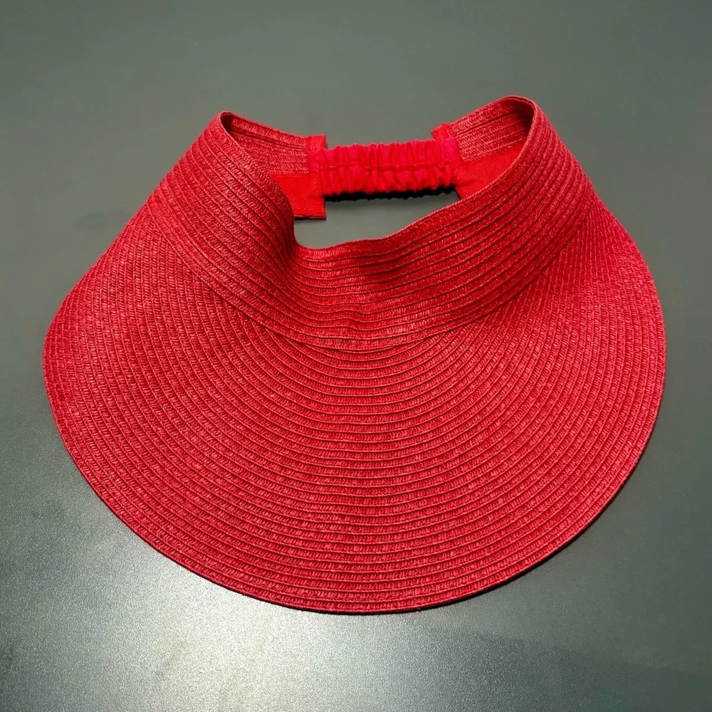 I.N.C. International Concept Solid Straw Red Visor